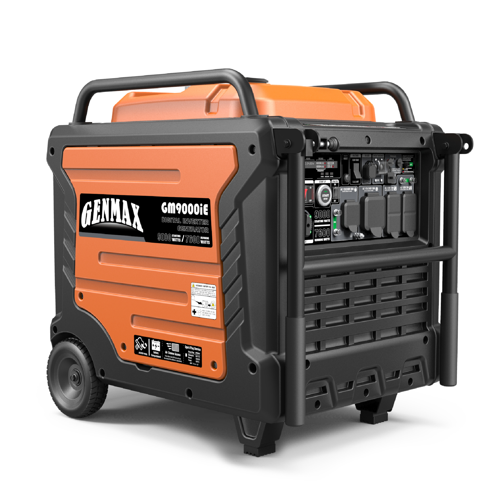 GENMAX, Portable Inverter Generator, 9000w, Surge Watts 9000 Rated Watts 7600 Voltage 120/240 Model# GM9000ie